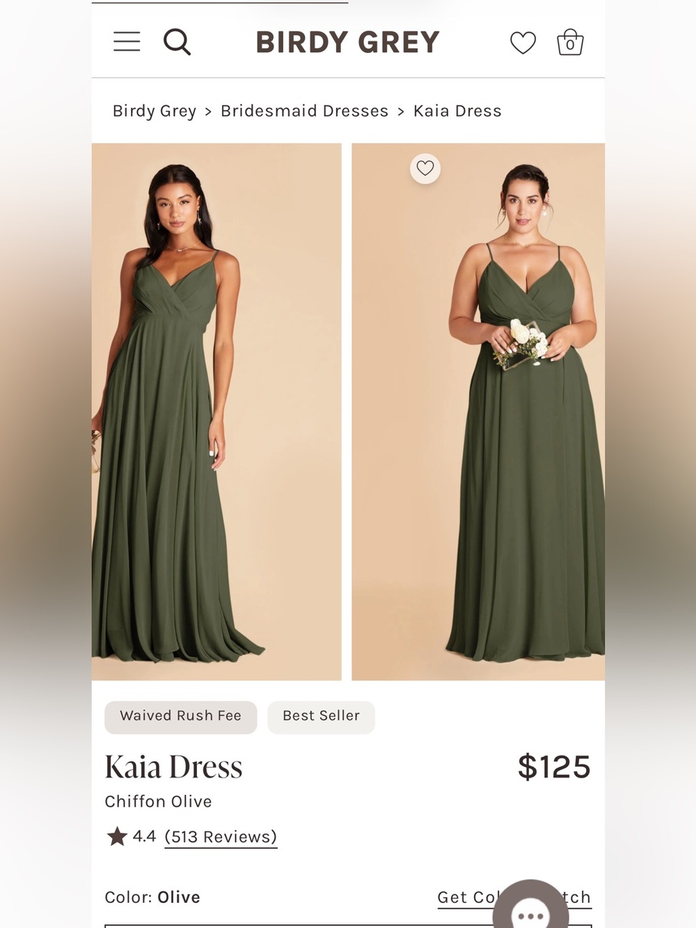 Birdy grey olive chiffon dress